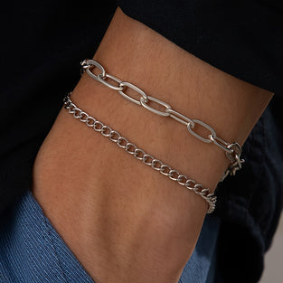 Edgy Punk Chain Bracelet Set for Versatile Hand Jewelry