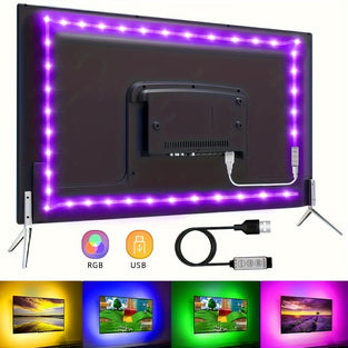 1 Set Of TV LED Light Strips, 2835, Three-key Control Flexible Adhesive Light Strips, Suitable For TV Background, Game Room Christmas Party Decoration