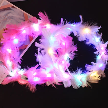 1pc Headband LED Feather Headbands, Luminous Festival Hair Piece Party Hair Accessories For Women And Girls