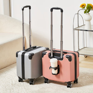 Stylish Boys & Girls Small Size Travel Luggage with Cup Holder - Vertical Stripe Classic Style Suitcase