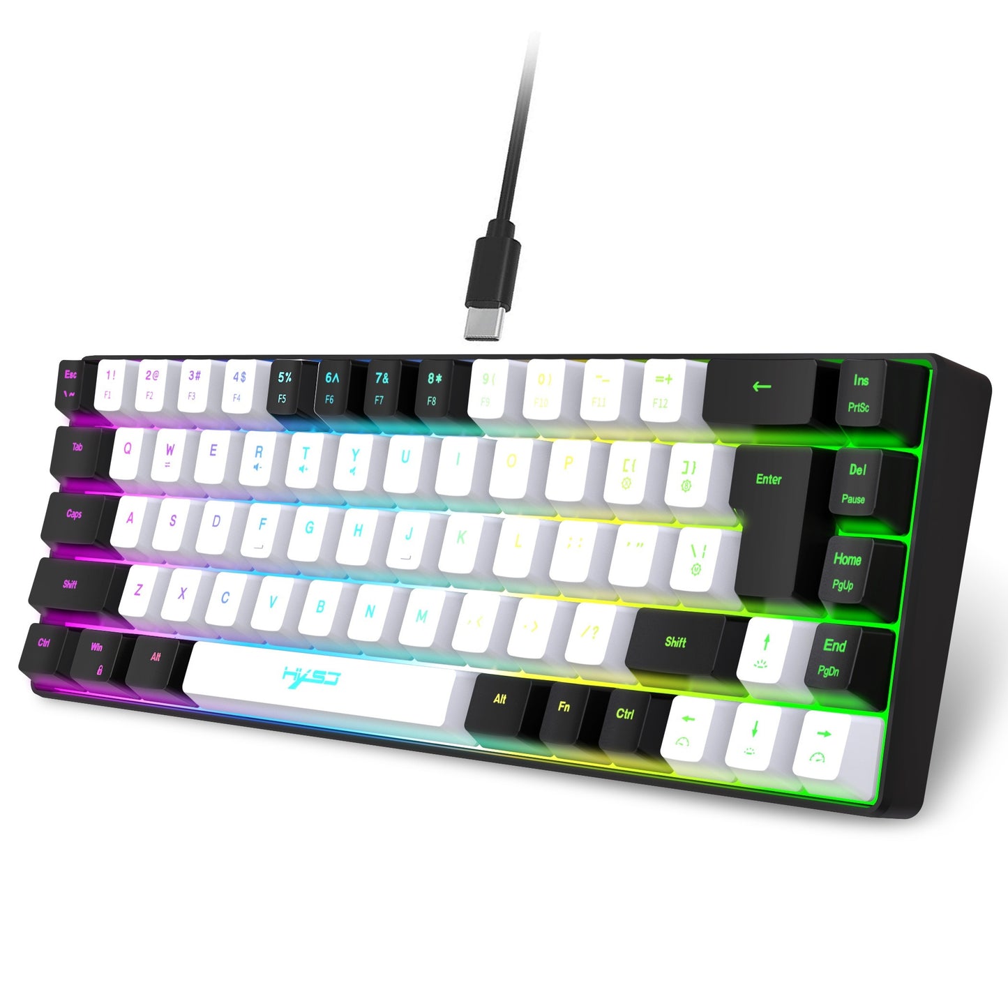 Compact 68-Key Mini RGB Keyboard and Cellular Gaming Mouse Set for Ultimate Gaming Experience on PC, PS4, and Laptop