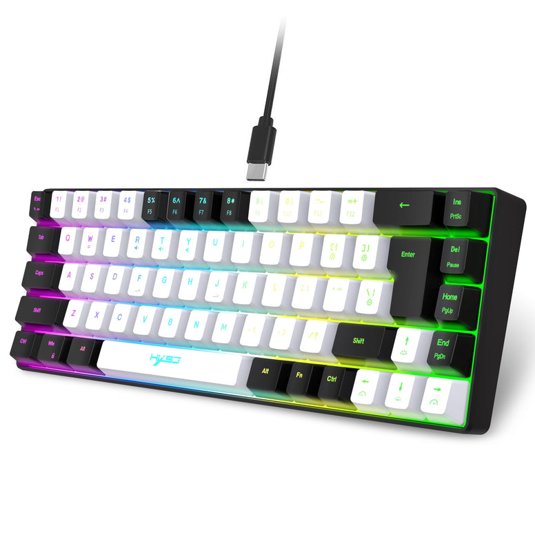 Compact 68-Key Mini RGB Keyboard and Cellular Gaming Mouse Set for Ultimate Gaming Experience on PC, PS4, and Laptop