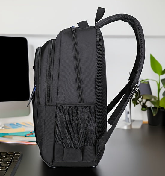 Versatile Solid Color Classic Backpack with Multi-Zippers