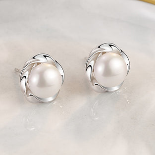 Simple Temperament Faux Pearl Ladies Stud Earrings Jewelry Gift