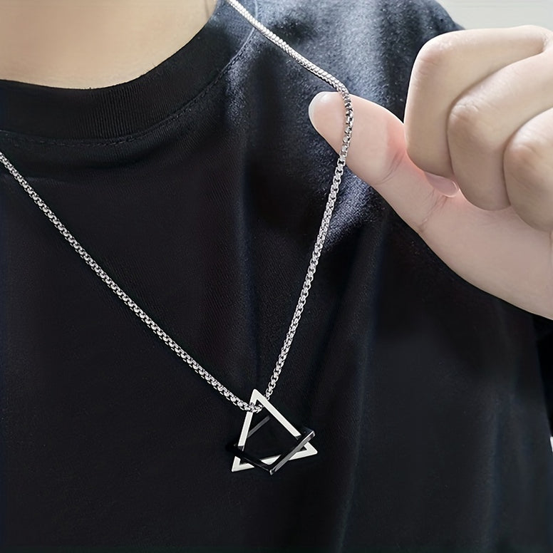 Men's Stainless Steel Geometric Pendant Necklace: Hip Hop High-End Accessories