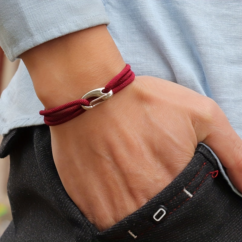 Men's Stylish Double Layer Adjustable Rope Bracelet: The Perfect Holiday Gift for Boyfriends