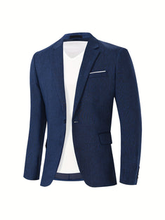 Men's Classic Business One-Button Blazer: A Solid Color Essential for Spring and Fall