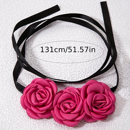 Rose Flower Fabric Choker  Elegant Wedding Necklace Gift