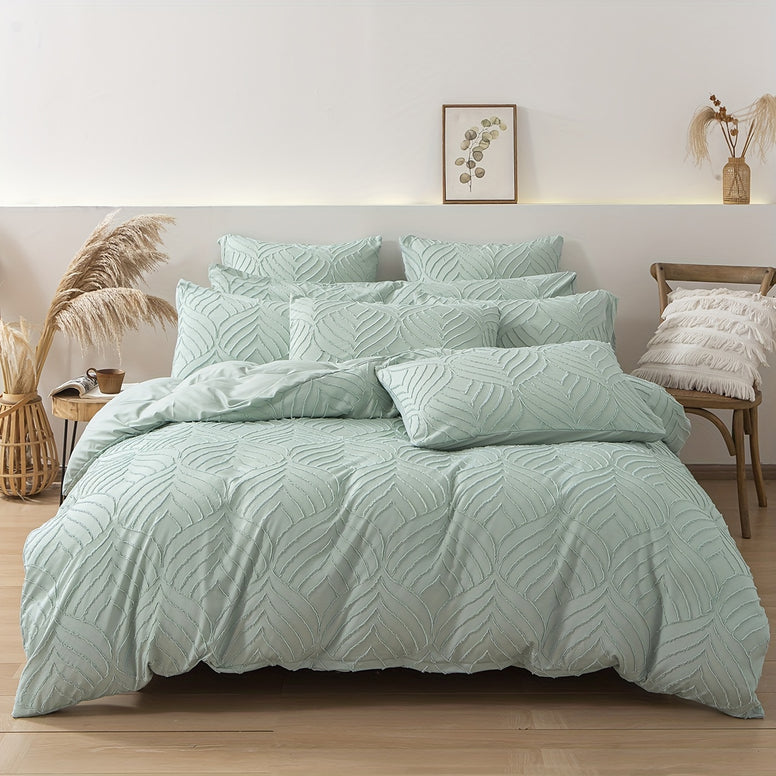 Elegant Leaf Jacquard Duvet Cover Set