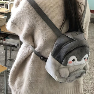 1Pc Cute Plush Handbag, Sweet Kawaii Cartoon Penguin Backpack