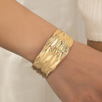 Golden Chunky Bangle in Sleek Punk Style  Perfect Gift