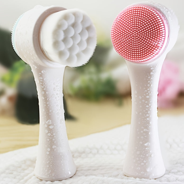 Double-Sided Silicone Facial Cleansing Brush: