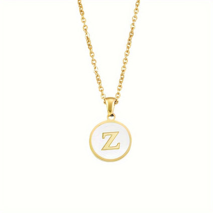 Women's Simple Style 23 English Letter Pendant Necklace Round Alphabet Letter Pendant Neck Chain Jewelry For Women