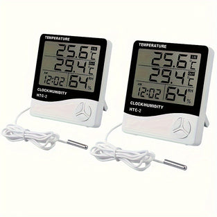 HTC-2 Digital Indoor Outdoor Thermometer Hygrometer Multifunctional Clock Alarm Calendar Display