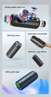 Temu S49Pro-G Handheld Portable Wireless Bass Speaker: Waterproof, FM/TF/USB Compatible for Home, Car, Camping