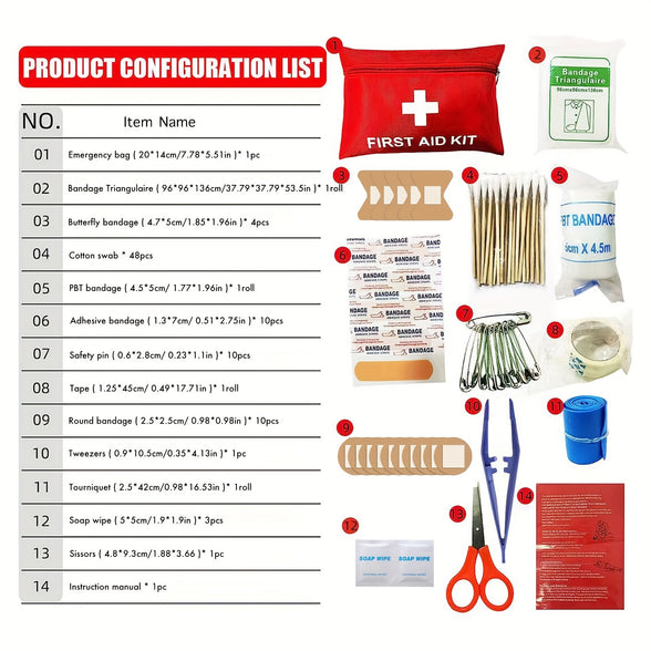 93-Piece Small First Aid Kit: Essential Emergency Medical Supplies for Travel, Sports, School, and More