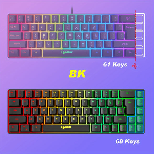 Ultimate 68-Key Thin Film Wired Gaming Keyboard with RGB Backlit - Perfect for Gaming, Office, and Home Use