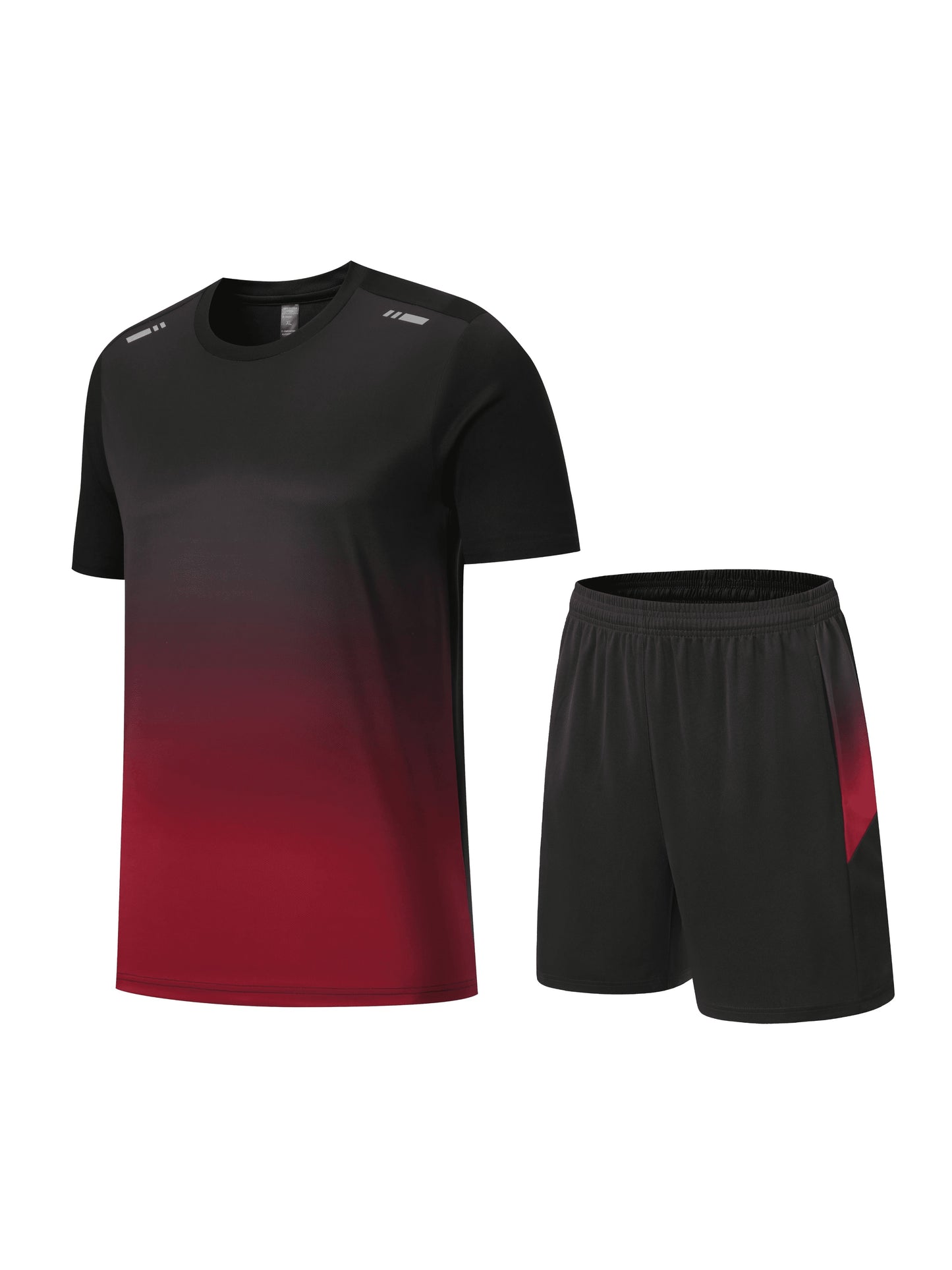 Men's Gradient Sports Set: Quick Dry Ice Silk T-Shirt and Shorts for Running, Basketball, and Fitness