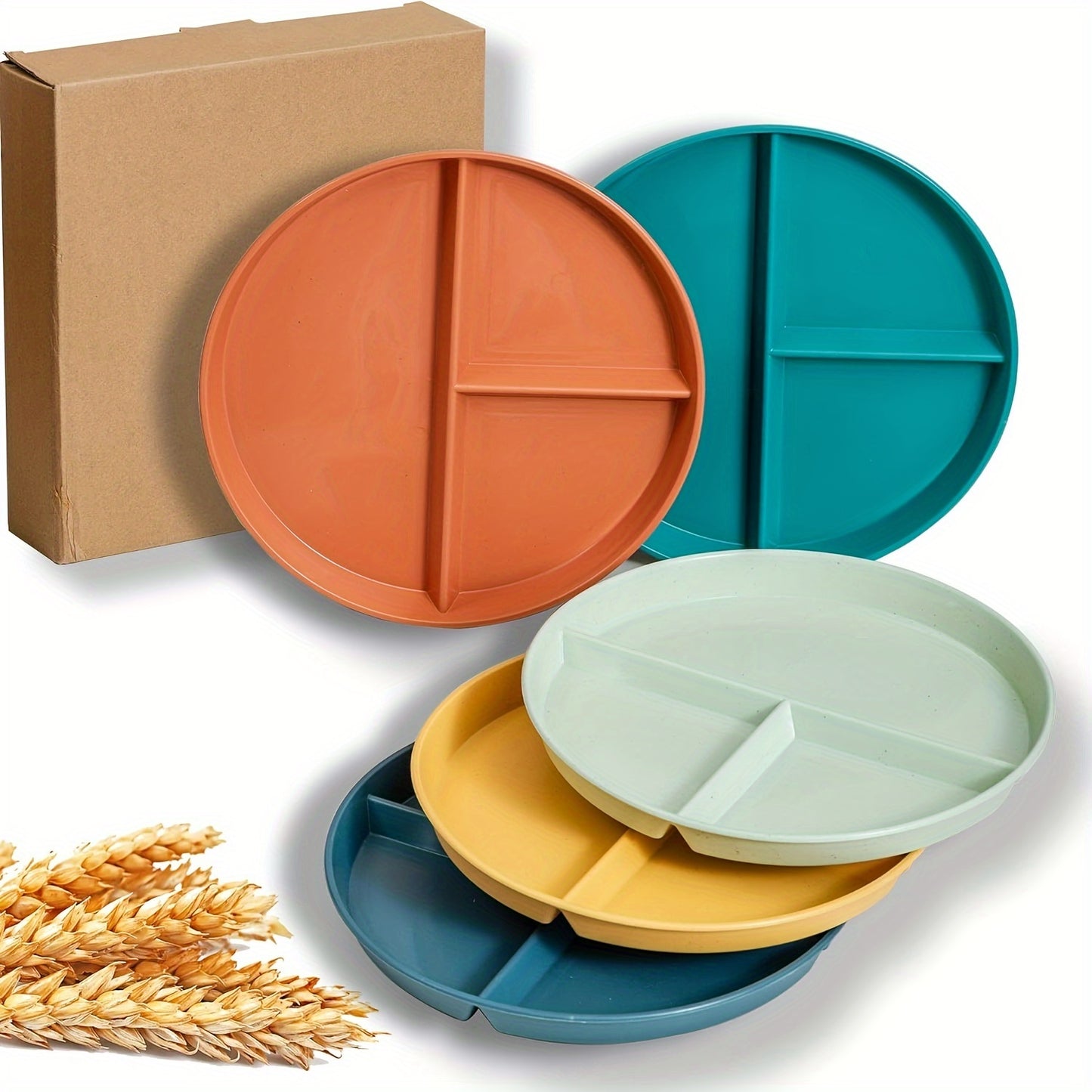 Unbreakable Divided Dinner Plate Wheat Straw Plates BPA Free Portion Control Plate for Healthy Eating and Bariatric Diet