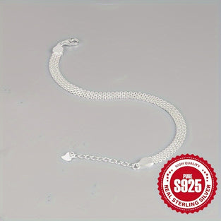 Stylish Italian 925 Silver Mesh Chain Bracelet Hand Jewelry
