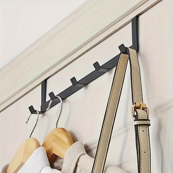 Multi-Purpose Iron-Free Door Hook Rack: 5 Hook Coat