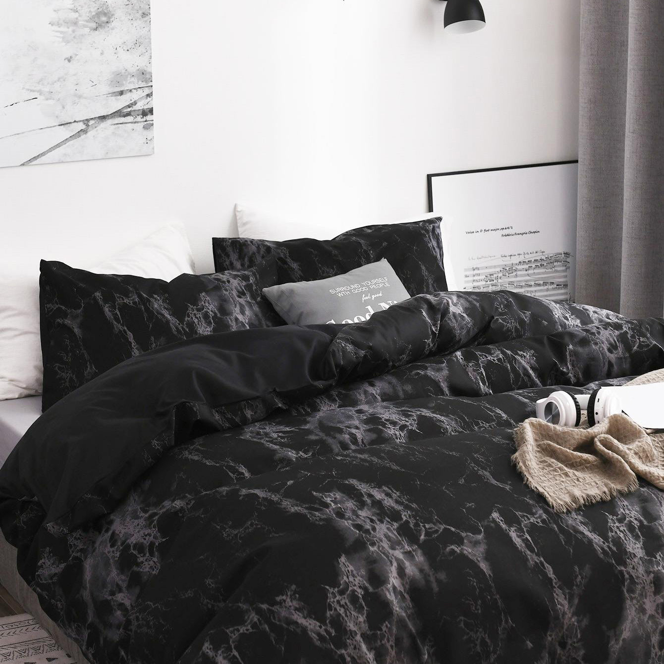 Elegant Marble-Inspired 3-Piece Duvet Cover Set