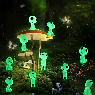 10pcs Glow-in-the-dark Resin Mini Bulk Alien Decorations, Holiday Party Supplies, Pitana, Goody Bags, Easter And Halloween Egg Stuffing, Dark Glow