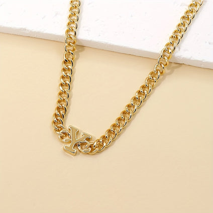 Personalized Initial Cuban Chain Necklace  14K Plated Stainless Steel