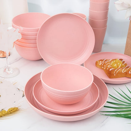 28pcs/set Wheat Straw Tableware Set