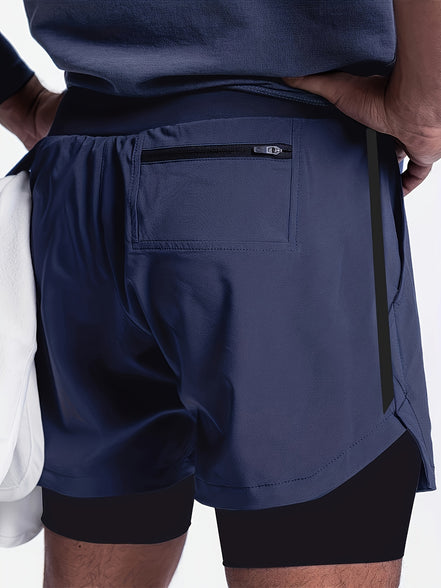 Men's 2-in-1 Swim Boxers: Double Layer Swimsuit Shorts for Summer Beach