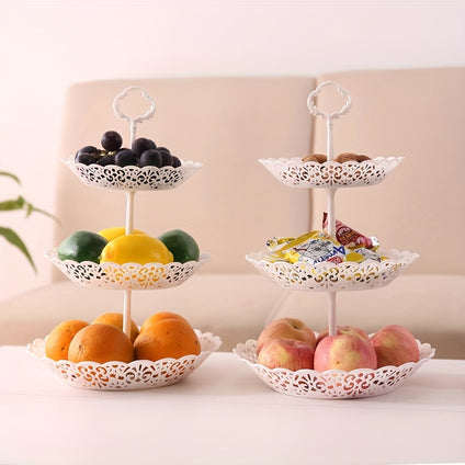 1pc, Cake Tray, Three Layer Fruit Tray, Cupcake Display Stand, Creative Cake Display Stand, Plastic Dried Fruit Tray For Wedding Party, Wedding Cake Tray, Kitchen Supplies, Wedding Supplies, Party Supplies