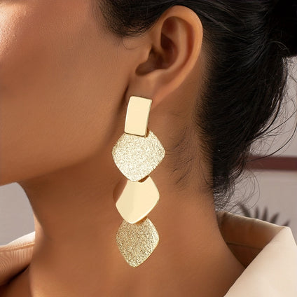 / Silvery Glossy Geometric Shape Dangle Earrings Sexy Leisure Style Alloy Plated Jewelry Versatile Ear Ornaments