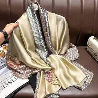 Boho Thin Satin Scarf, Stylish Smooth Silk Feeling Shawl, Summer Sunscreen Travel Scarf For Women