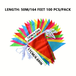 100/150pcs, Colorful Pennant Flags Banner Multicolor Pennant Banner Nylon Cloth Flag Pennants For Party Celebrations And Shops Decorations, Scene Decor, Festivals Decor, Room Decor, Home Decor, Offices Decor, Theme Party Decor, Christmas Decor