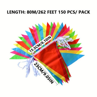 100/150pcs, Colorful Pennant Flags Banner Multicolor Pennant Banner Nylon Cloth Flag Pennants For Party Celebrations And Shops Decorations, Scene Decor, Festivals Decor, Room Decor, Home Decor, Offices Decor, Theme Party Decor, Christmas Decor