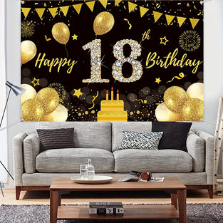 1pc, 18th Birthday Backdrop Banner Peach Red, Happy 18th Birthday Decoration Banner, 18th Birthday Party Photo Booth Props Yard Sign 18 Year Old Diamond Birthday Decoration Background