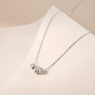 Sterling 925 Silver Hypoallergenic Necklace With Gift Box Silvery Beads Decor Pendant Necklace Daily Casual