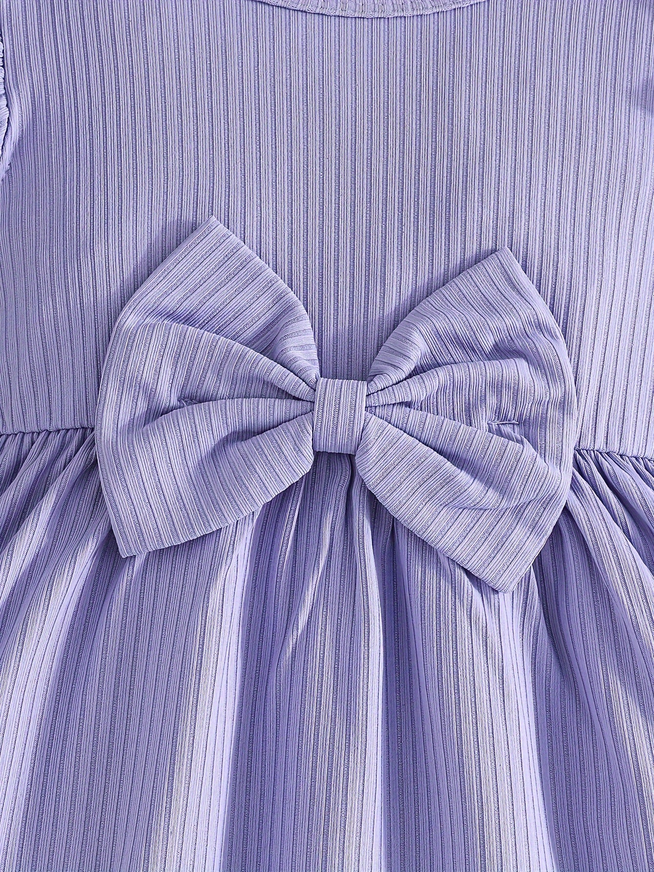 Adorable 2pcs Baby's Bowknot Decor Cap Sleeve Dress - Perfect for Baby Girls in Summer and Holidays