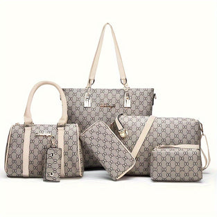 Spring And Summer New Fashion One-shoulder Oblique Handbag Six-piece Set Large-capacity Portable Bag