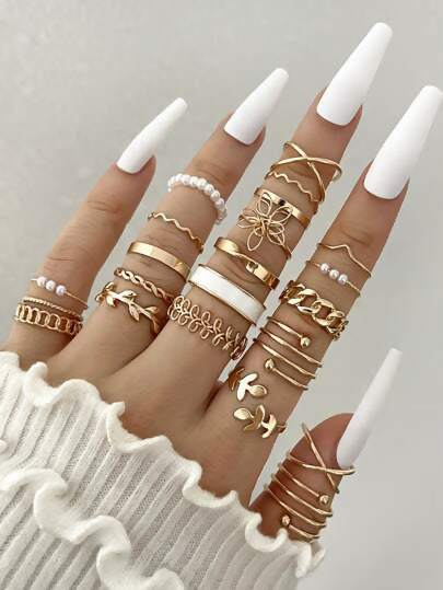 22 Pieces/Set Bohemian Style Geometric Decorative Retro Rings, Fake Emerald Stone and Multi Size Items Suitable for Wearing….