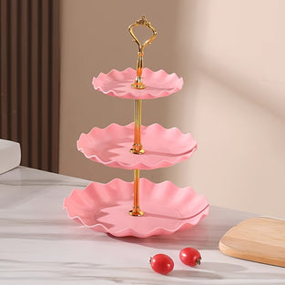 1pc 3-Tier European Style Plastic Cake Stand, Fruit & Dessert Display, Afternoon Tea Snack Tray, Wedding Party Multi-Layer Cake Holder, Elegant Living Room Centerpiece