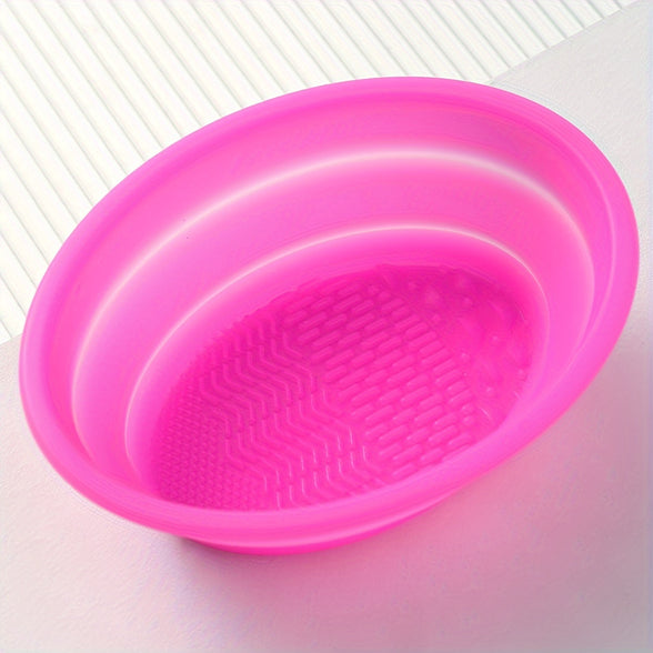 GlamClean Makeup Cleaning Kit: Compact Brush Cleaning Pad and Scrubber Bowl for Girls and Women - Easy and Portable Cosmetic Brush Cleaner