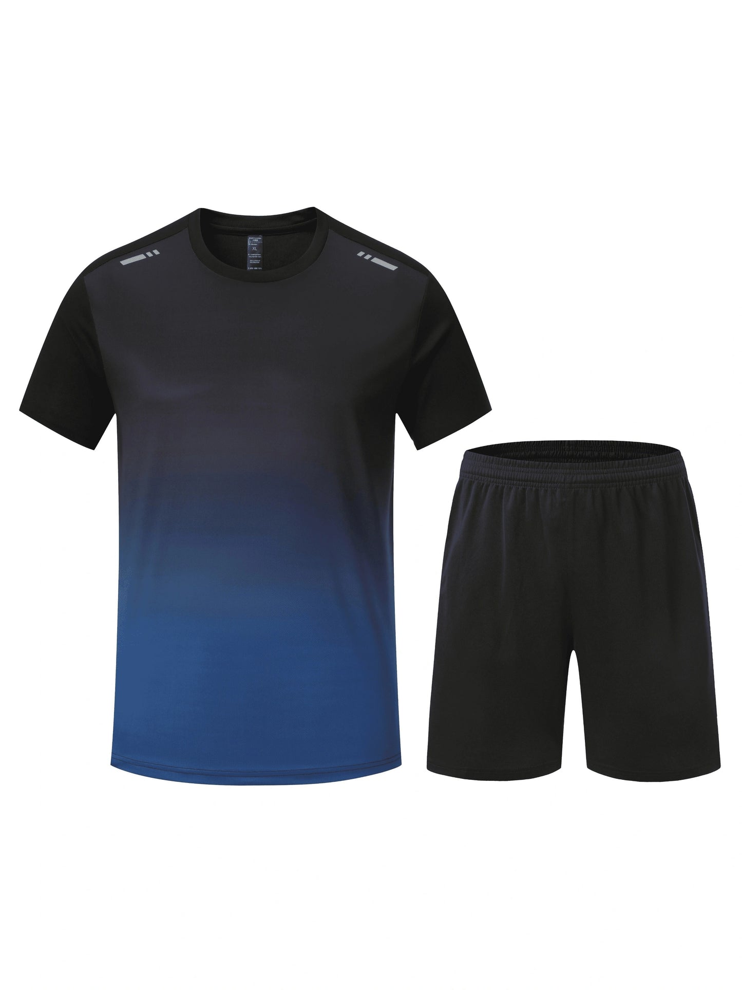 Men's Gradient Sports Set: Quick Dry Ice Silk T-Shirt and Shorts for Running, Basketball, and Fitness