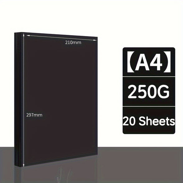 Premium Black Cardstock Paper Pack of 20 A4 A3 Durable Crafting Sheets