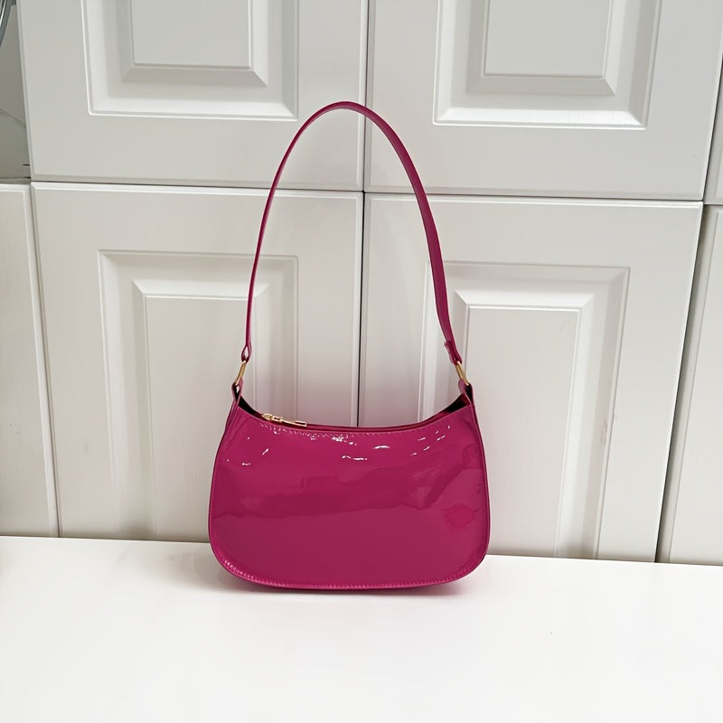 Chic and Sophisticated: Trendy Glossy Shoulder Bag for Women in Patent PU Leather