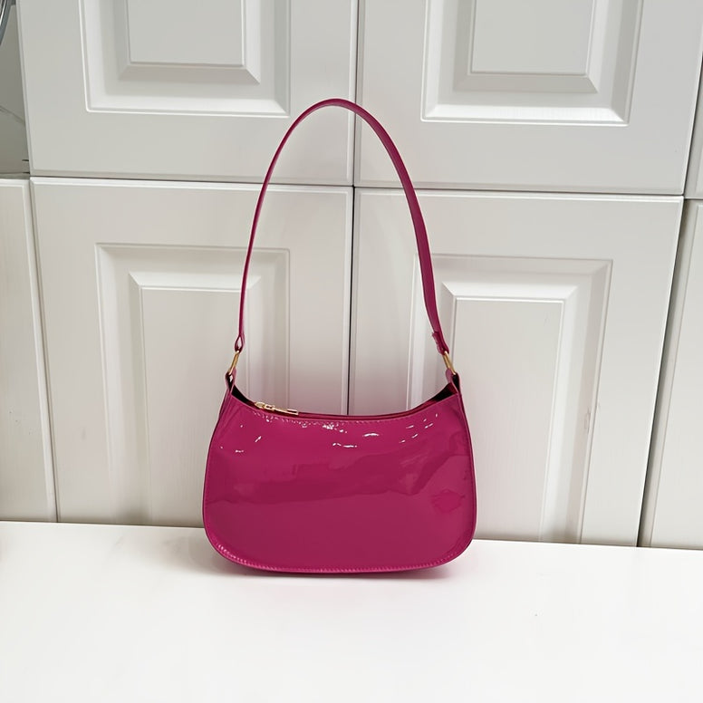 Chic and Sophisticated: Trendy Glossy Shoulder Bag for Women in Patent PU Leather