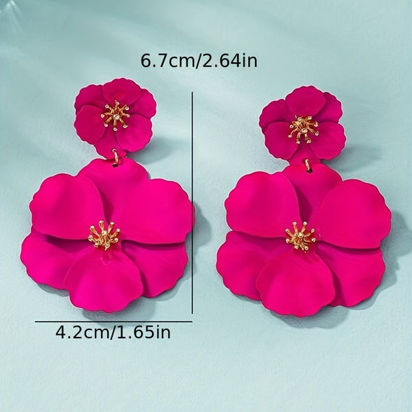 Bohemian Pink Flower Dangle Earrings: The Perfect Ornament for Vocation Parties