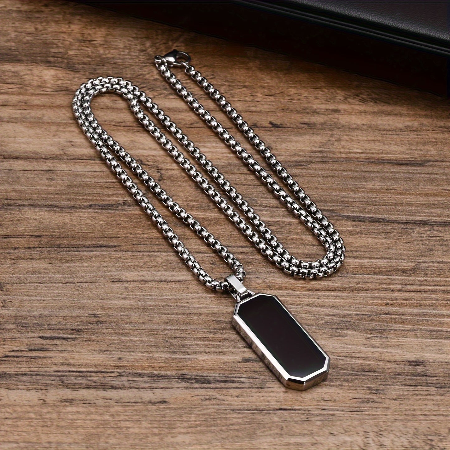 Men's Simple Black Drip Oil Stainless Steel Pendant: A Unique Gift for Him