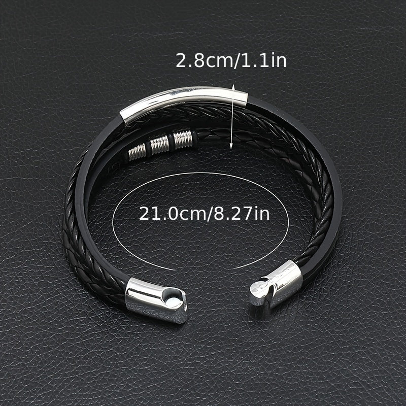 Men's Vintage Woven Multi-Layer Magnetic Buckle Bracelet - Stylish Hand Accessories