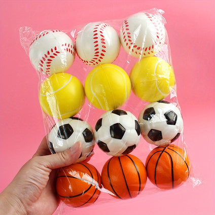 12pcs Mini Basketballs, Baseballs & Stress Balls - Perfect for Kids Parties & Decorations!